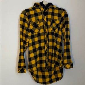 Flannel shirt with hood